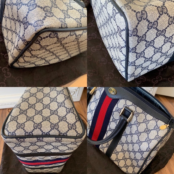 SOLD 🚫 Gucci Navy Boston Speedy Monogram Handbag - Picture 7 of 8